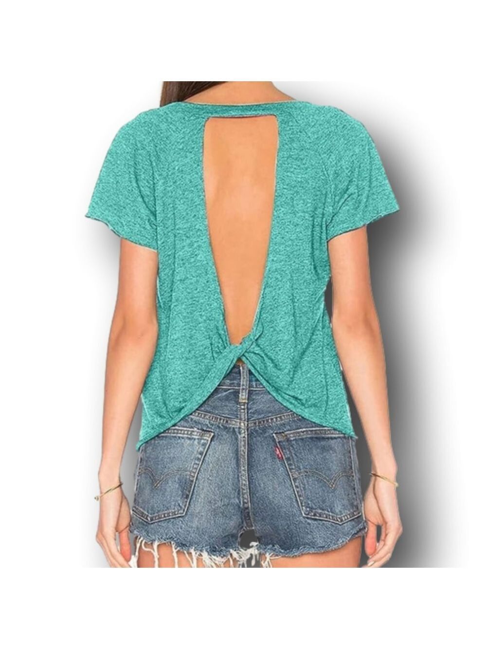 Lightweight active tee with back cutout detail